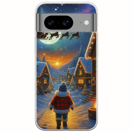 Santa Over The Village Google Pixel 8a 5G Flexible TPU (Διάφανη Σιλικόνη)