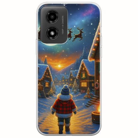 Santa Over The Village Motorola Moto G04 Flexible TPU (Διάφανη Σιλικόνη)