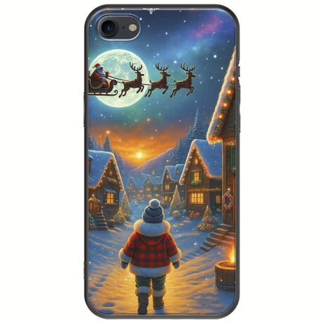Santa Over The Village iPhone 7 Black TPU (Μαύρη Σιλικόνη)