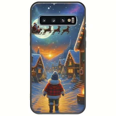 Santa Over The Village Samsung Galaxy S10 Black TPU (Μαύρη Σιλικόνη)