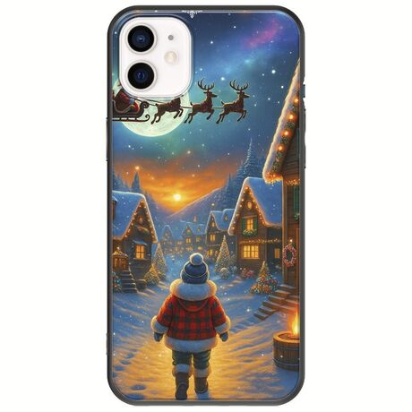 Santa Over The Village iPhone 12 Black TPU (Μαύρη Σιλικόνη)