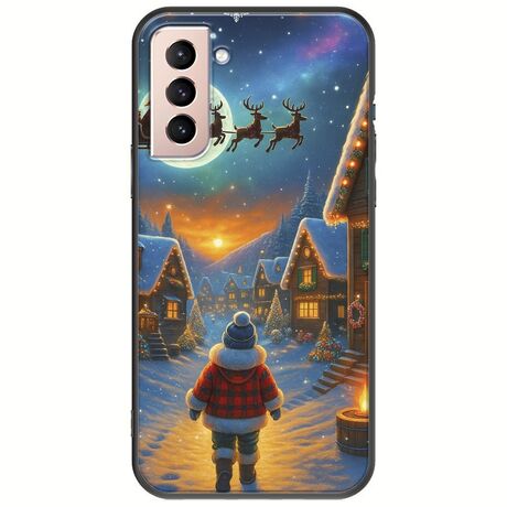 Santa Over The Village Samsung Galaxy S21 Black TPU (Μαύρη Σιλικόνη)