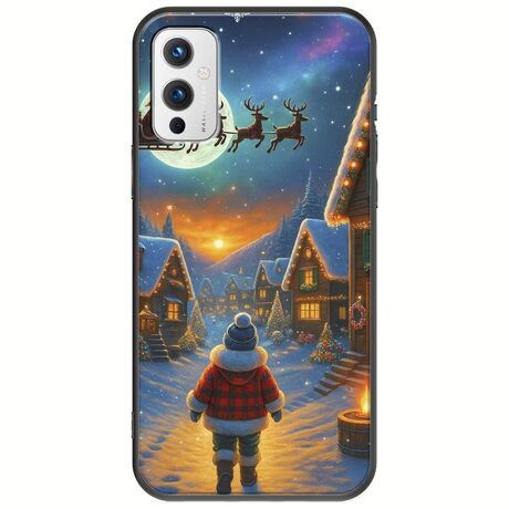 Santa Over The Village OnePlus 9 Black TPU (Μαύρη Σιλικόνη)