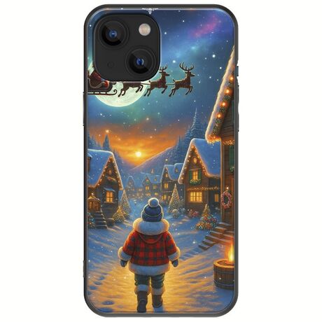 Santa Over The Village iPhone 13  Black TPU (Μαύρη Σιλικόνη)