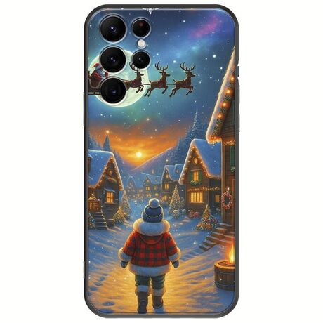 Santa Over The Village Samsung Galaxy S22 Ultra Black TPU (Μαύρη Σιλικόνη)