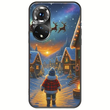 Santa Over The Village Huawei Nova 9 Black TPU (Μαύρη Σιλικόνη)