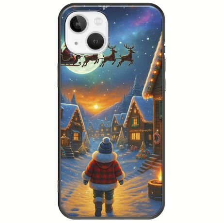 Santa Over The Village iPhone 14 Black TPU (Μαύρη Σιλικόνη)