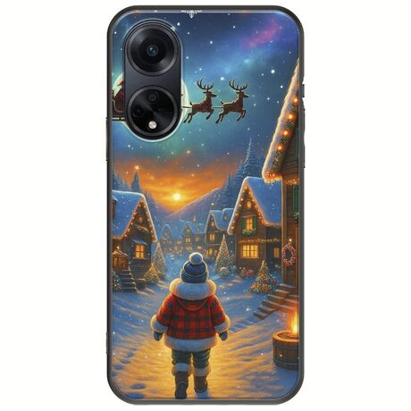 Santa Over The Village Oppo A98 5G Black TPU (Μαύρη Σιλικόνη)