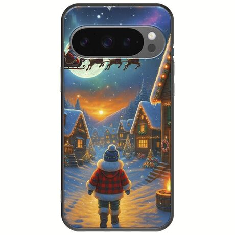 Santa Over The Village Google Pixel 9 Pro XL 5G Black TPU (Μαύρη Σιλικόνη)