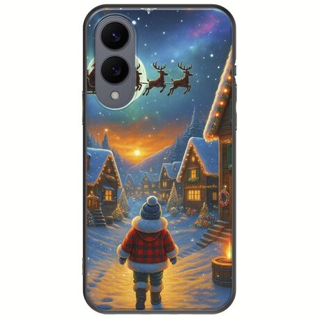 Santa Over The Village Samsung Galaxy S25 Edge 5G Black TPU (Μαύρη Σιλικόνη)
