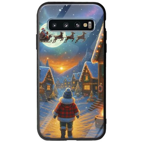 Santa Over The Village Samsung Galaxy S10 Groove TPU (Tempered Glass και TPU)