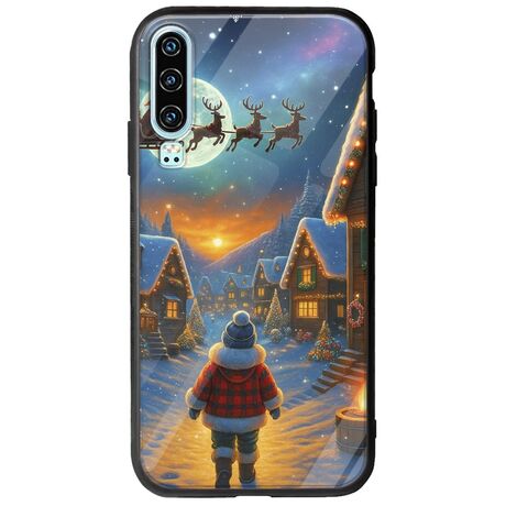 Santa Over The Village Huawei P30 Groove TPU (Tempered Glass και TPU)