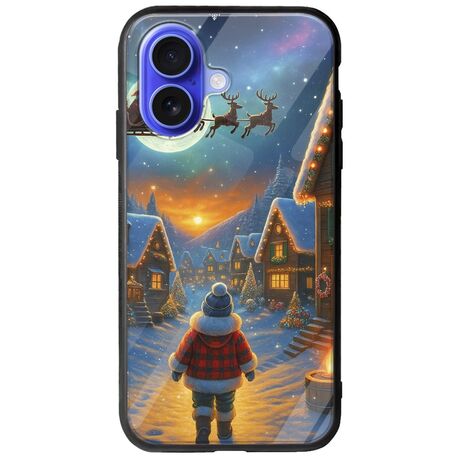 Santa Over The Village iPhone 16 Groove TPU (Tempered Glass και TPU)