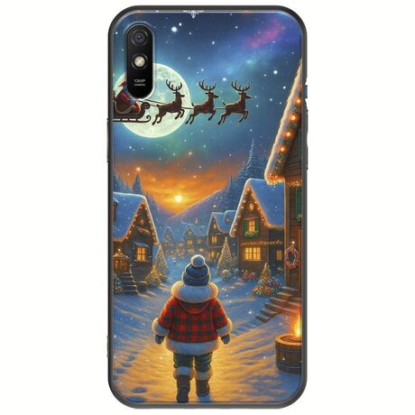 Santa Over The Village Xiaomi Redmi 9A Black TPU (Μαύρη Σιλικόνη)