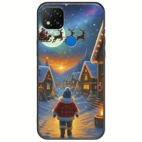 Santa Over The Village Xiaomi Redmi 9C Black TPU (Μαύρη Σιλικόνη)