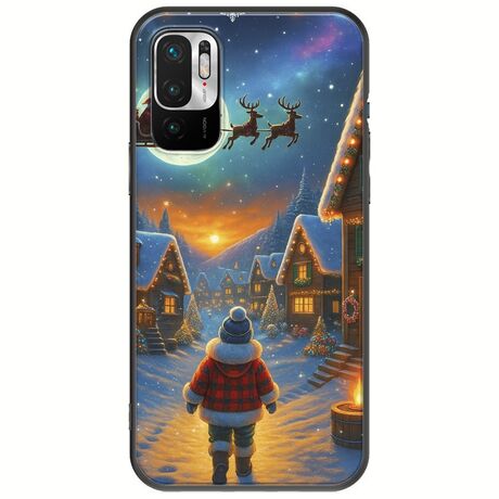 Santa Over The Village Xiaomi Redmi Note 10 5G Black TPU (Μαύρη Σιλικόνη)