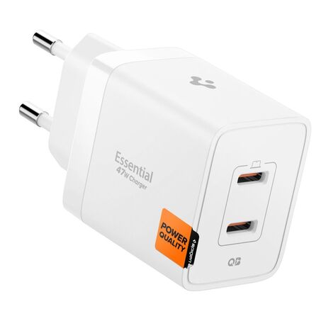 Spigen Essential Charger 47W 2-Port USB-C White