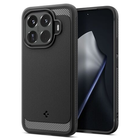 Θήκη Spigen Rugged Armor για Xiaomi 15T Pro σε μαύρο χρώμα, μπροστινή όψη