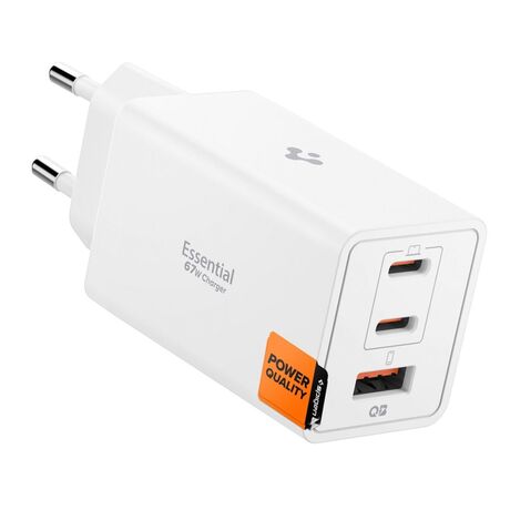 Spigen Essential Charger 67W 3-Port USB-C USB-A White