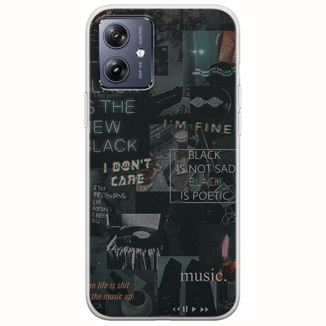 Aesthetic Black Motorola Moto G54 5G Flexible TPU (Διάφανη Σιλικόνη)