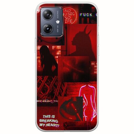 Aesthetic Red Motorola Moto G54 5G Flexible TPU (Διάφανη Σιλικόνη)