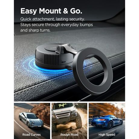 Spigen MFT36 magnetic magsafe dashboard car mount με iphone