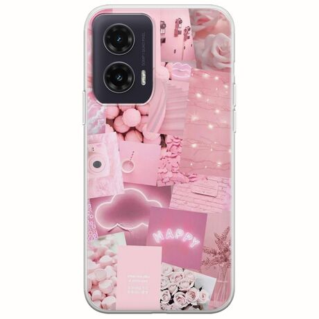 Aesthetic Pink Motorola Moto G35 5G Flexible TPU (Διάφανη Σιλικόνη)