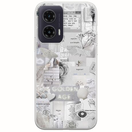 Aesthetic White Motorola Moto G35 5G Flexible TPU (Διάφανη Σιλικόνη)