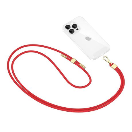 κόκκινο κορδόνι ώμου κινητού Tech-Protect C25 με χρυσές λεπτομέρειες