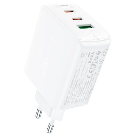 Acefast GaN Fast Charger 65W White με 2 USB-C και USB-A