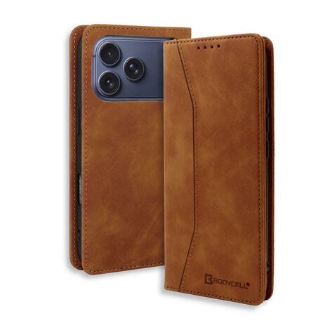 Θήκη Bodycell Book Case PU Leather iPhone 18 Pro Brown καφέ τύπου βιβλίου