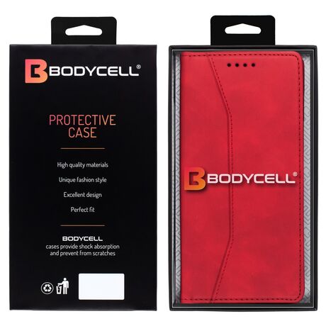 Bodycell Book Case iPhone 18 Pro Red με μαγνητικό κούμπωμα και προστατευτικό κάλυμμα